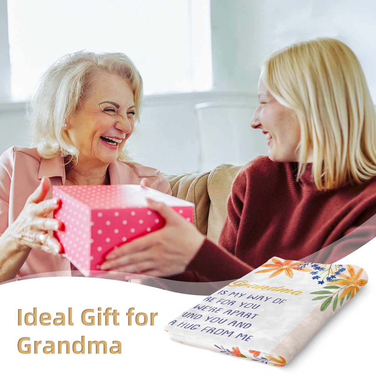Custom Hug Blanket Personalized Grandparent Throw Blanket Gift from Grandkids