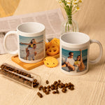 Customizedbee Couple Mug Set of 2- Ceramic Coffee Mug with Custom Photo Name Text