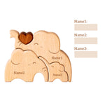 Elephant Family Puzzle, Personalized Wooden Puzzles with 2-5 Family Members Names, Unique Family Decor Wood Sculpture Gifts for Mom Grandma