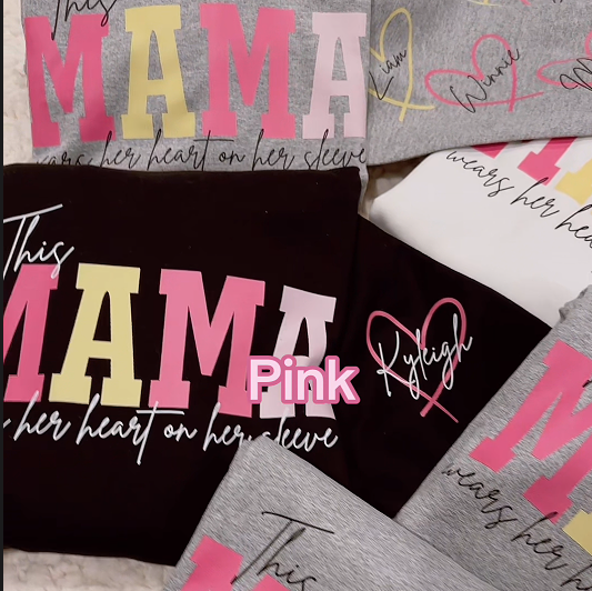 Wear Your Heart on Your Sleeve – Personalized Mama Sweatshirt with Kids’ Names | for Mom and Grandma Gift