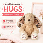 Personalized Dog Stuffed Animal with Custom Photo Custom Text Puppy Plush Keepsake, Birth Announcement Gift, Newborn Memory Keepsake, Nursery Decor for Baby Girl & Boy