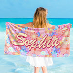 Personalized Kids Beach Towels with Names - 6 Sizes, Cotton/Poly