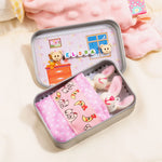 Personalized Cute Mom and Baby Plush Bunny Mini Pocket Tin Box with Colorful Name Comfort Toy Easter Birthday Gift for Kids
