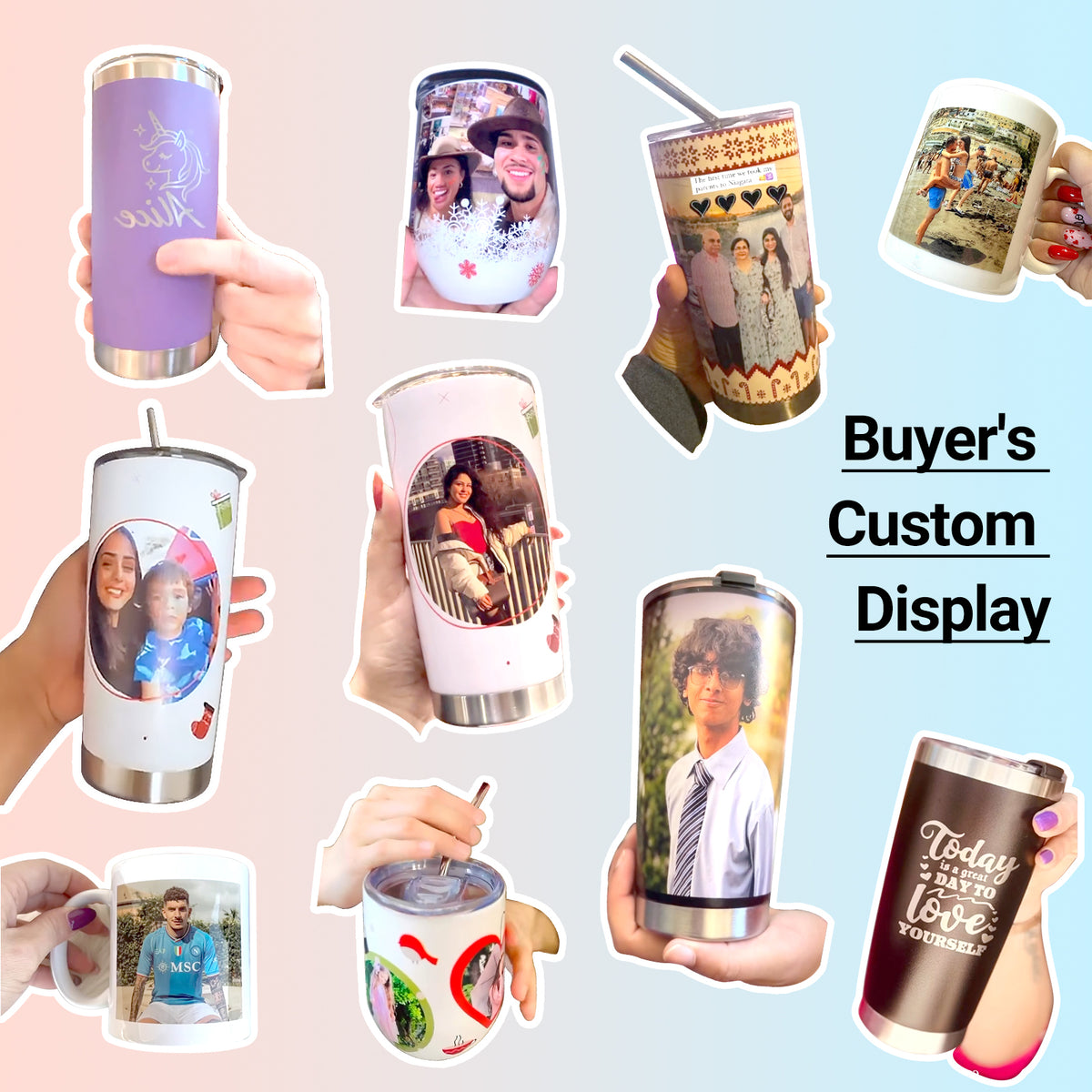 Customizedbee Personalized Tumbler with Picture Text Name Logo, 30oz Stainless Steel Custom Coffee Mug cup with Lid Straw, Anniversary Wedding Teacher Graduation Birthday Gifts for Women Men Kid