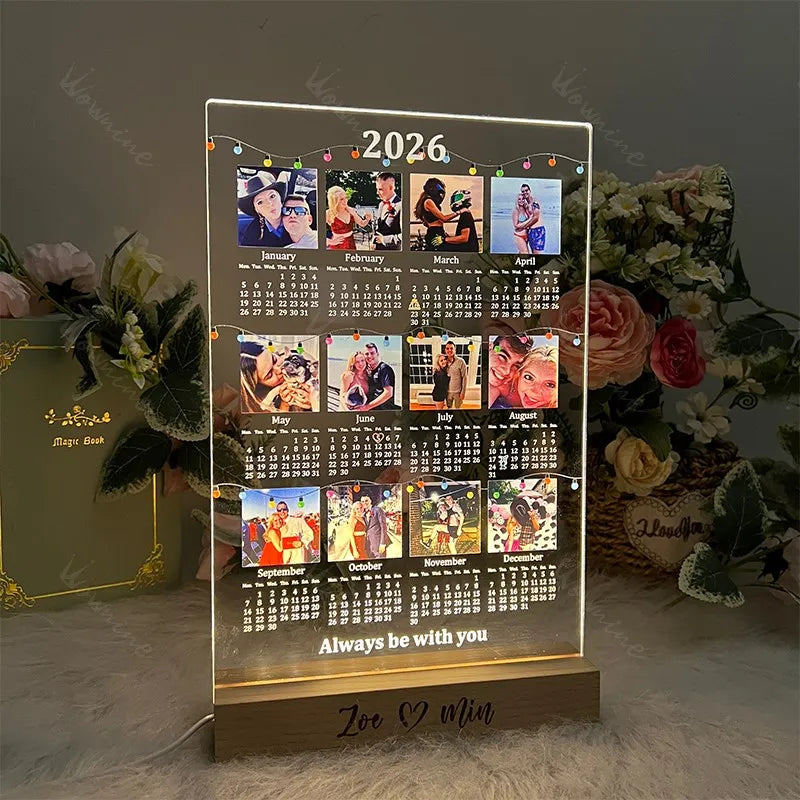 Valentine’s Gift: Personalized 2026 Photo Calendar LED Light Box