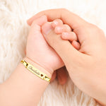 Personalized Baby Bracelets with Name Birthstone, 18k Gold Plated, Adjustable Length, Unique Birthday Gifts for Infant Girls Boys