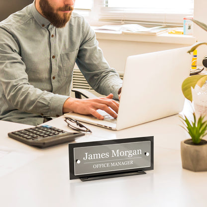 Personalized Acrylic Desk Name Plate, Custom Office Decor for Employee Appreciation, Elegant Professional Boss Gifts for Women Men with 10 Styles 2 Sizes 15+ Custom Fonts