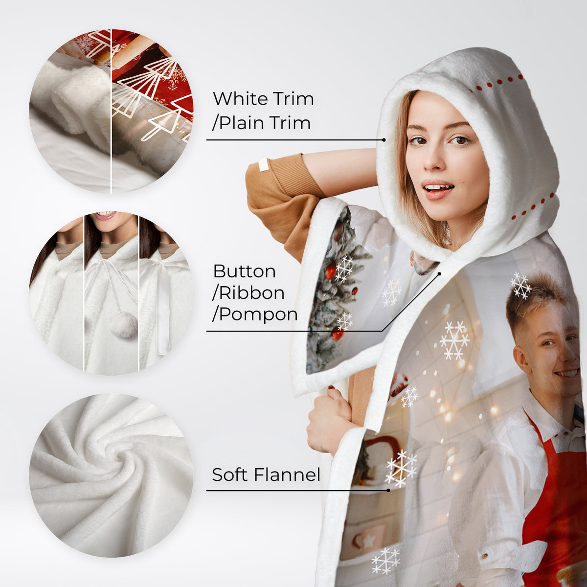 Custom Name Christmas Blanket Hooded of Family Love