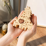 Wooden Giraffes Family Puzzle Personalized with Names