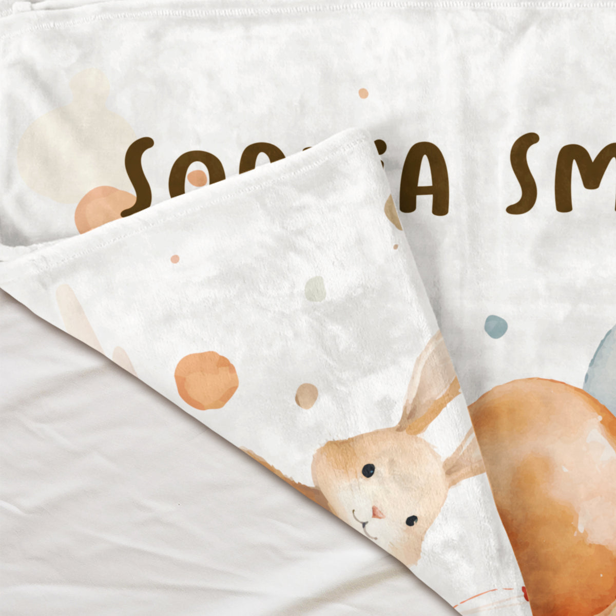 Personalized Rabbit Bunny Balloon Custom Baby Name Blankets