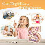 Personalized Wooden Letter Piggy Bank - Colorful Unicorn Style