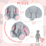 Personalized Elephant Stuffed Animal with Name & Date - Grey/Pink Elephant Toy
