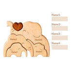 Elephant Family Puzzle, Personalized Wooden Puzzles with 2-5 Family Members Names, Unique Family Decor Wood Sculpture Gifts for Mom Grandma