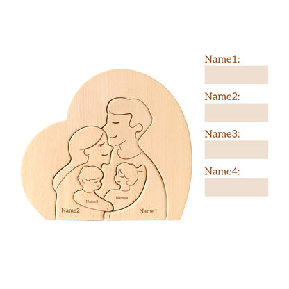 Family Puzzle, Personalized Wooden Puzzles with 2–5 Names, Customized Home Decor Housewarming Gifts for Parents and Couple