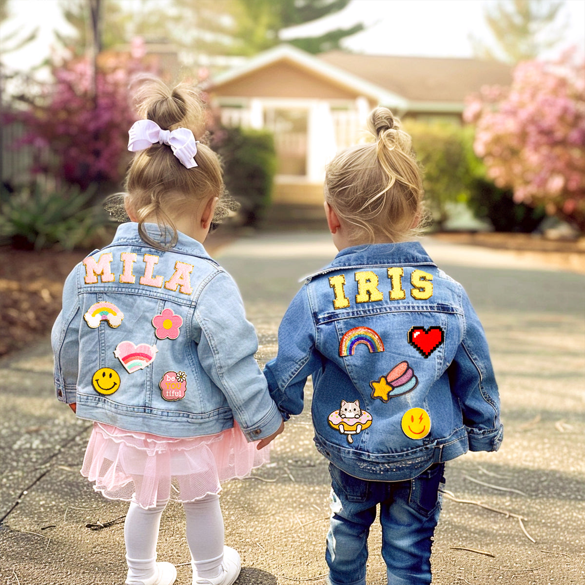 Kids Custom Jacket, Denim Patch Jacket with Personalized Name Tags, 1-3 Toddler 3-8 Kids Jean Jacket Back to School Outfits 1-2 Year Old Boy Birthday Gift 2-4 Year Old Girl Birthday Gift