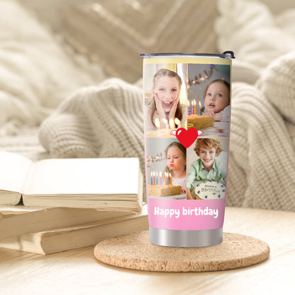 Personalized Tumbler with Pictures Text Name, Custom Stainless Steel Tumblers 20oz, Personalized Coffee Tumbler Travel Mug, Personalized Gifts for Anniversary Birthday Graduation