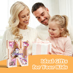 Personalized Wooden Letter Piggy Bank - Colorful Unicorn Style