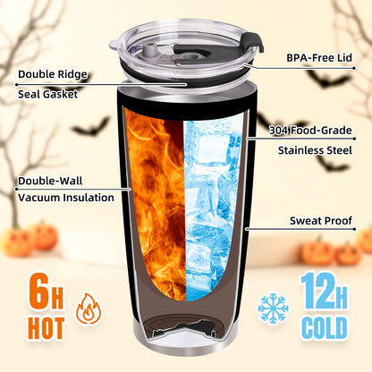 Personalized Halloween Tumbler Beautiful Witch Tumbler Coffee Mug Stainless Steel Travel Tumbler Spooky for Women Birthday Horror Gift Personalized 20oz Tumbler Cup with Text Name