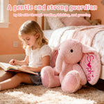 Personalized Elephant Stuffed Animal with Name & Date - Grey/Pink Elephant Toy