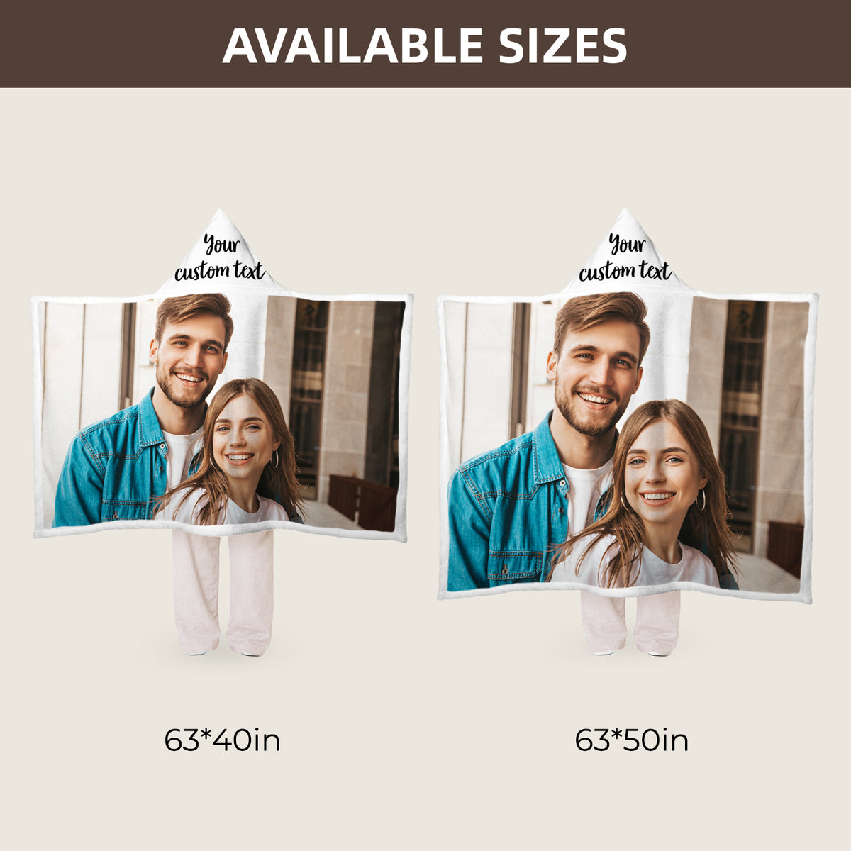 Custom Couple Name & Photo Style Hooded Blanket