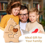 Mommy Bear Family Puzzle, Personalized Wooden Puzzles with Mothers and 1–4 Kids Names