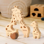 Wooden Giraffes Family Puzzle Personalized with Names