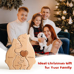 Wooden Bears Family Puzzle, Personalized Jigsaw Puzzles for Adults and Kids with 2-5 Names