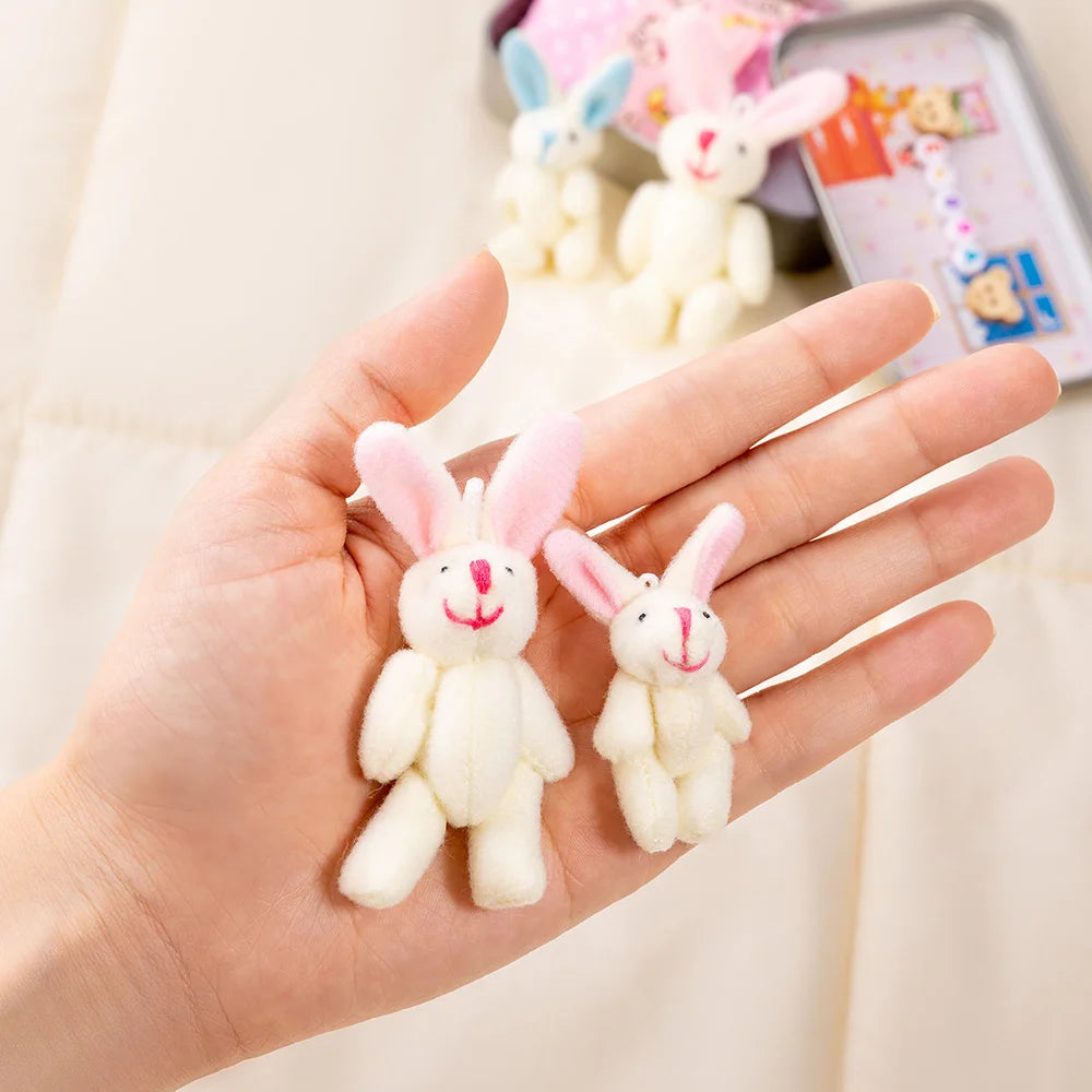 Personalized Cute Mom and Baby Plush Bunny Mini Pocket Tin Box with Colorful Name Comfort Toy Easter Birthday Gift for Kids