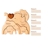 Elephant Family Puzzle, Personalized Wooden Puzzles with 2-5 Family Members Names, Unique Family Decor Wood Sculpture Gifts for Mom Grandma