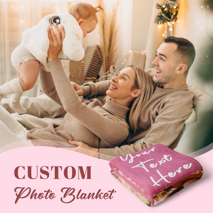 Custom Blanket with Pictures and Text Personalized 10 Photos Blankets for Dad Mom Kids Boyfriend Girlfriend Room Decor Pink Blanket Unique Pink Gifts for Anniversary Birthday Wedding Baby Shower