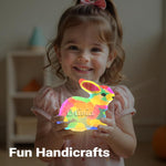 DIY Bunny Lamp Kit for Kids - Personalize with LED Name. Great for Easter Baskets, Birthdays. Includes Art Supplies. A Realistic, Handmade Bunny Toy Gift for Boys & Girls.
