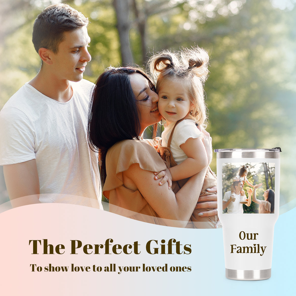 Customizedbee Personalized Tumbler with Picture Text Name Logo, 30oz Stainless Steel Custom Coffee Mug cup with Lid Straw, Anniversary Wedding Teacher Graduation Birthday Gifts for Women Men Kid