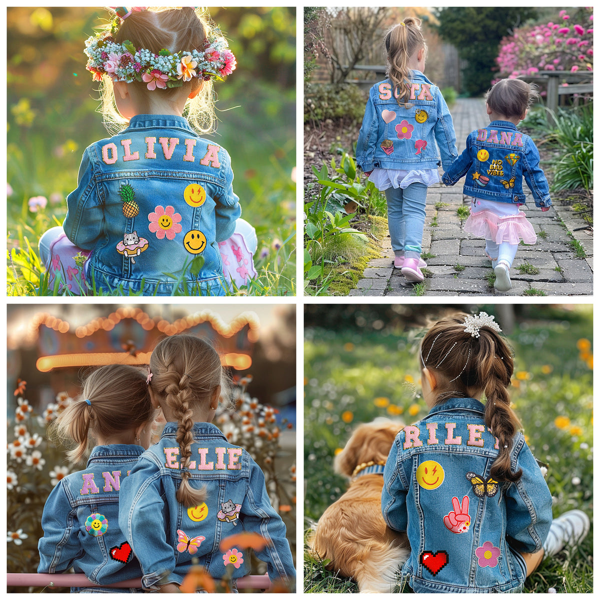 Kids Custom Jacket, Denim Patch Jacket with Personalized Name Tags, 1-3 Toddler 3-8 Kids Jean Jacket Back to School Outfits 1-2 Year Old Boy Birthday Gift 2-4 Year Old Girl Birthday Gift