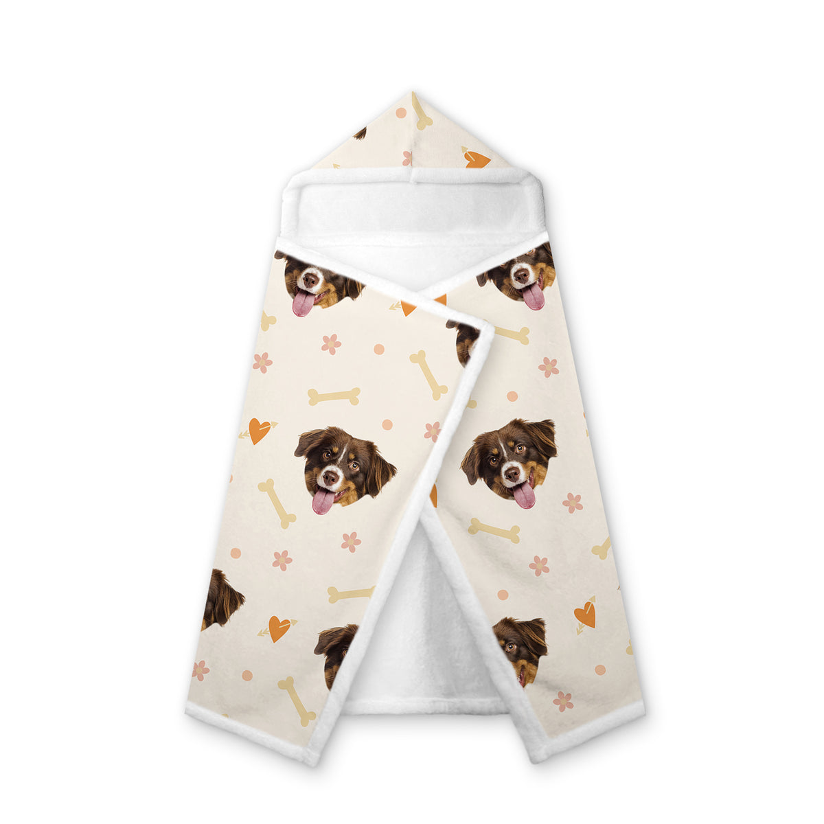 Custom Lovely Pet Photo Valentine Style Hooded Blanket