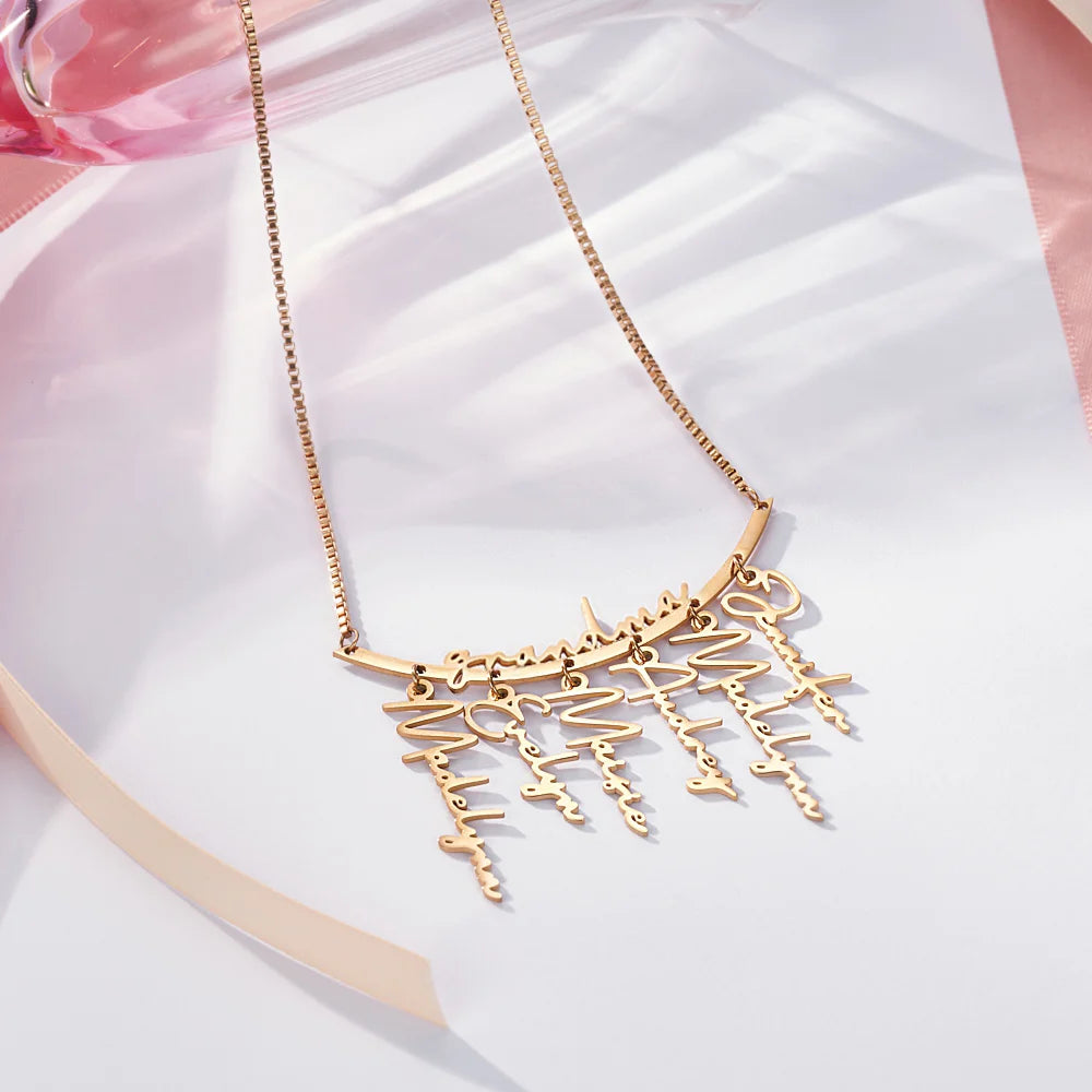 Personalized Names Hanging Family Necklace