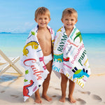 Personalized Kids Beach Towels with Names - 6 Sizes, Cotton/Poly
