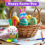 DIY Bunny Lamp Kit for Kids - Personalize with LED Name. Great for Easter Baskets, Birthdays. Includes Art Supplies. A Realistic, Handmade Bunny Toy Gift for Boys & Girls.