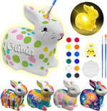 DIY Bunny Lamp Kit for Kids - Personalize with LED Name. Great for Easter Baskets, Birthdays. Includes Art Supplies. A Realistic, Handmade Bunny Toy Gift for Boys & Girls.