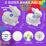 DIY Bunny Lamp Kit for Kids - Personalize with LED Name. Great for Easter Baskets, Birthdays. Includes Art Supplies. A Realistic, Handmade Bunny Toy Gift for Boys & Girls.