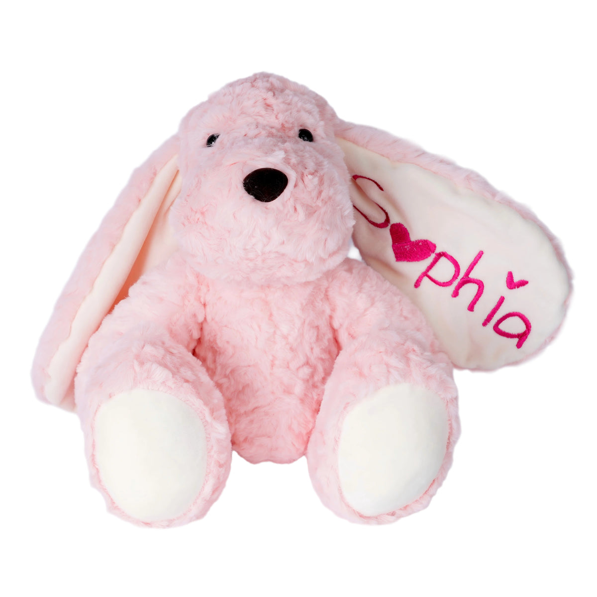 Customizedbee Personalized Stuffed Dog with Name, Embroidered Ear (Name/Date/Text), Soft Plush Puppy, 10/12.5/16 Inches, Easter Basket Gift for Toddlers Kids, Baby Shower Birthday Gift