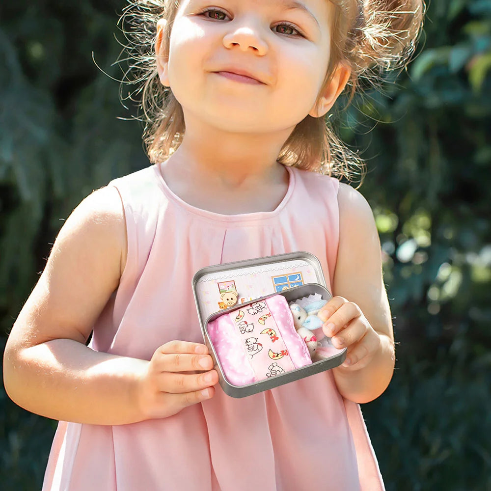 Personalized Cute Mom and Baby Plush Bunny Mini Pocket Tin Box with Colorful Name Comfort Toy Easter Birthday Gift for Kids