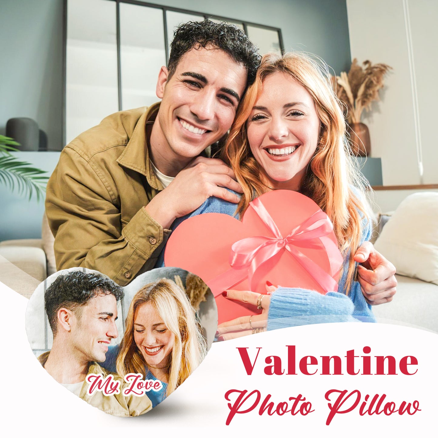 Custom Heart Pillow with Photo Text, Personalized Pillow with Picture, Couple Gifts, Customized Gifts for Girlfriend Boyfriend Dad Mom, Ideal Gifts for Valentines Anniversary Christmas