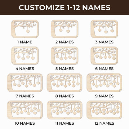 Personalized Family Tree, Wooden Desk Table Sign Art Decorations, Personalized Family Tree with 2-12 Names, Unique Grandma Gifts, Birthday Gifts for Grandma Mom Grandparent, Customized Home Decor Gifts for Family