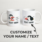 Customizedbee Romantic Couple Series Cute Penguin Mug Set of 2 - Unique Valentine Mug with Custom Name Photo