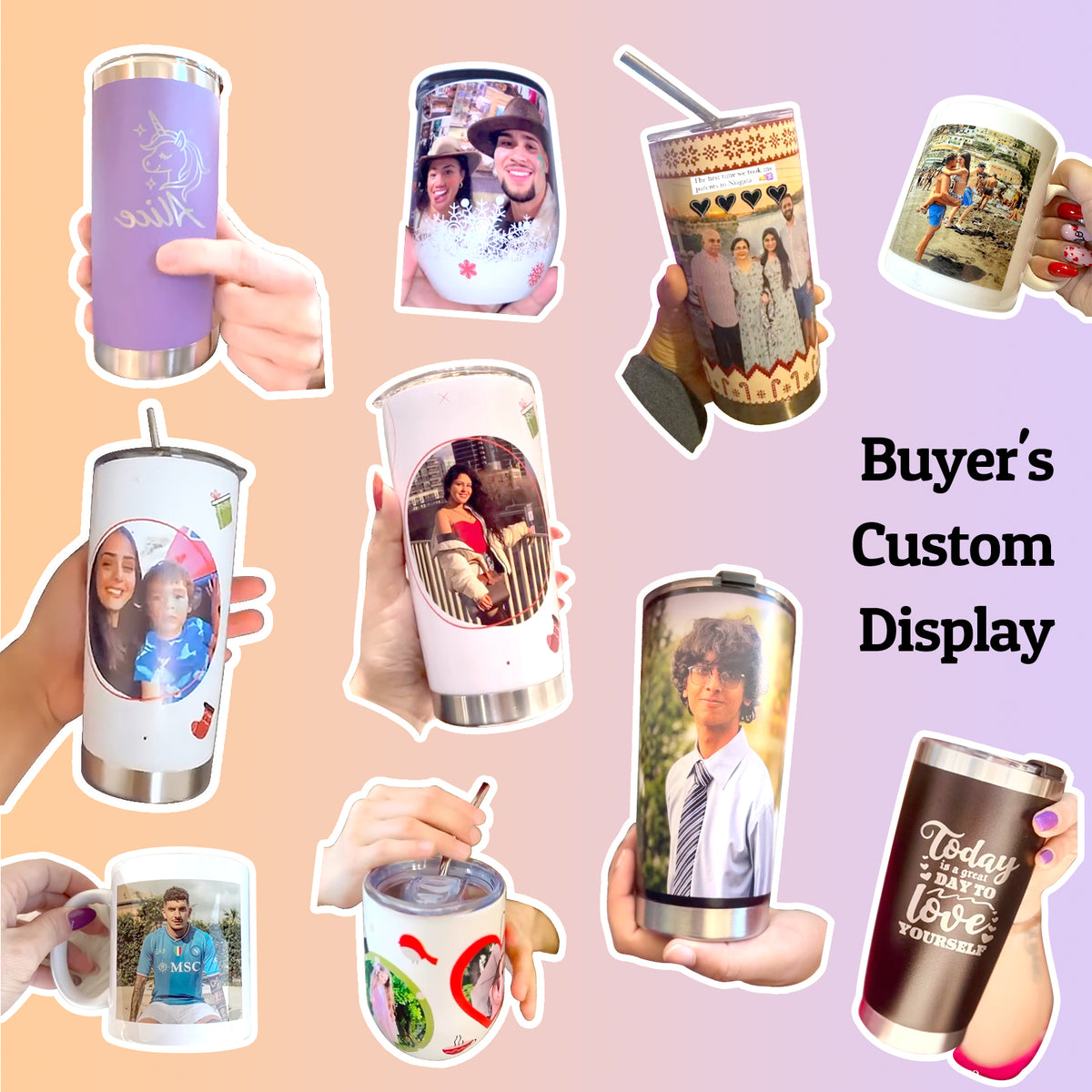 Halloween Decorations, Personalized Tumbler with Photo Text Name Straw Lid Personalized Gifts, 20oz Skinny Custom Tumbler Insulated Travel Coffee Mug for Halloween Party Favors