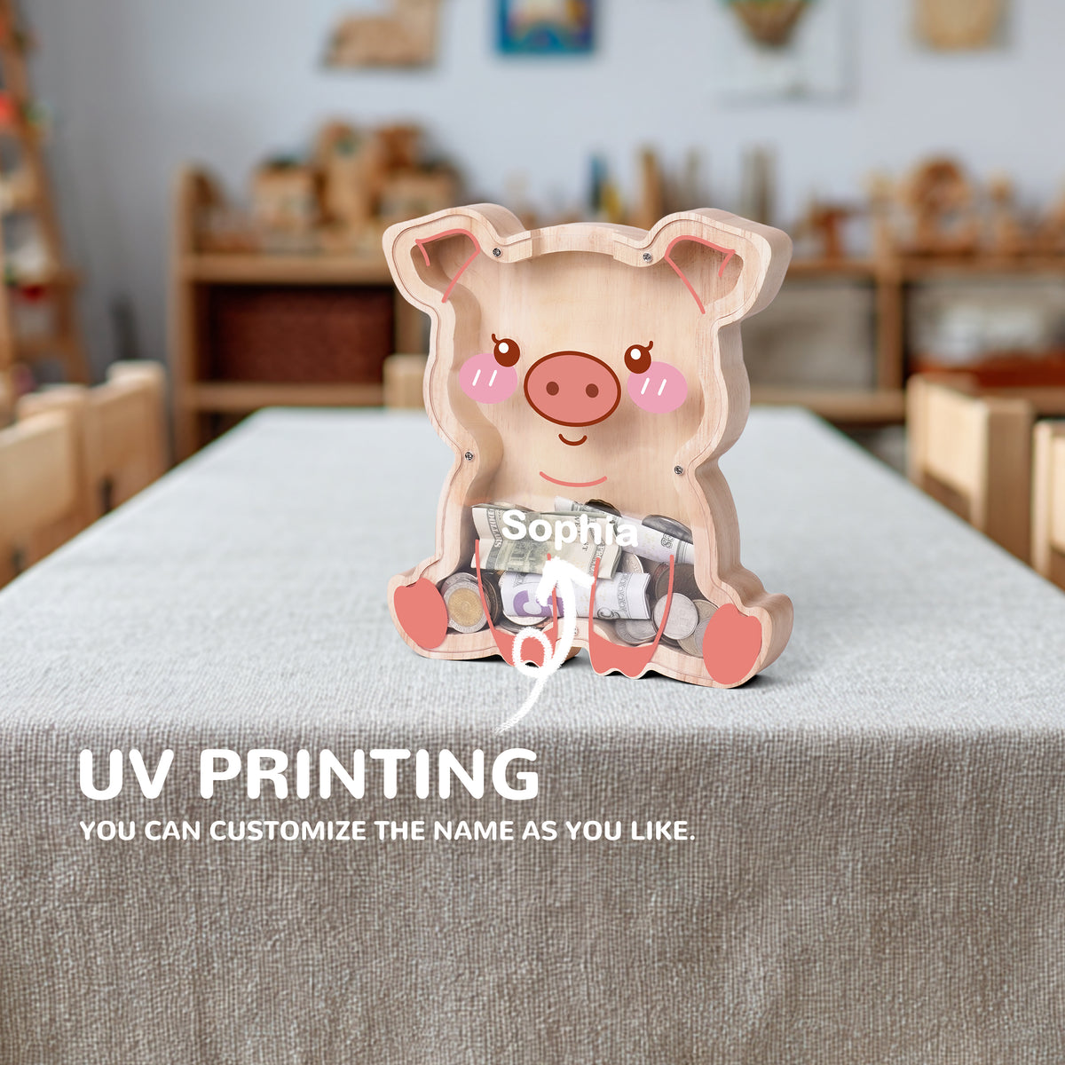 Wooden Piggy Banks for Kids