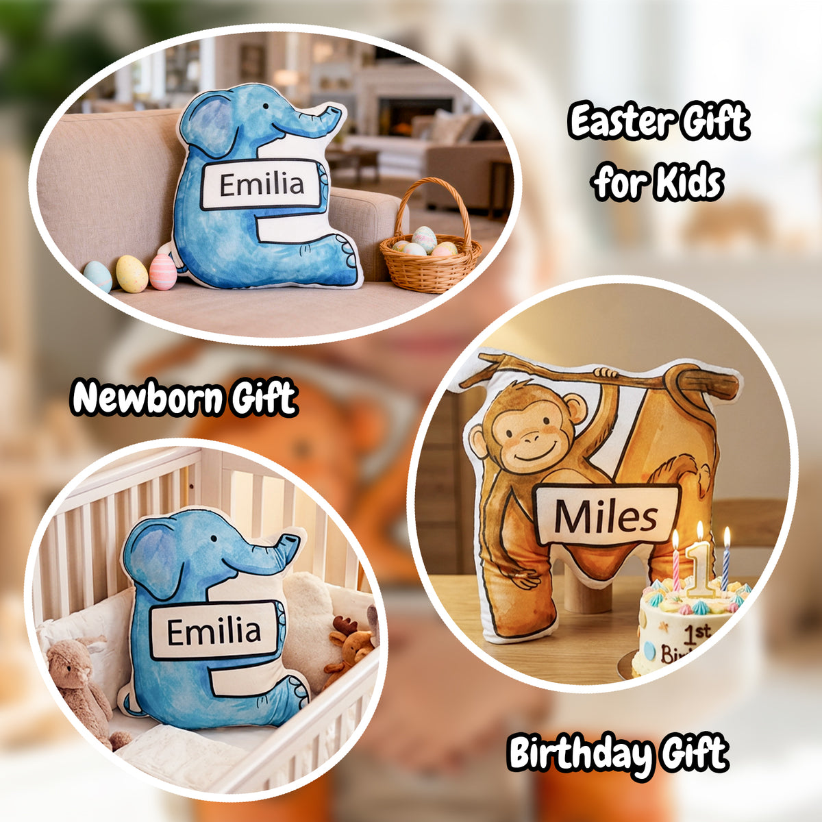 Customizedbee Personalized Animal Alphabet Pillow for Kids