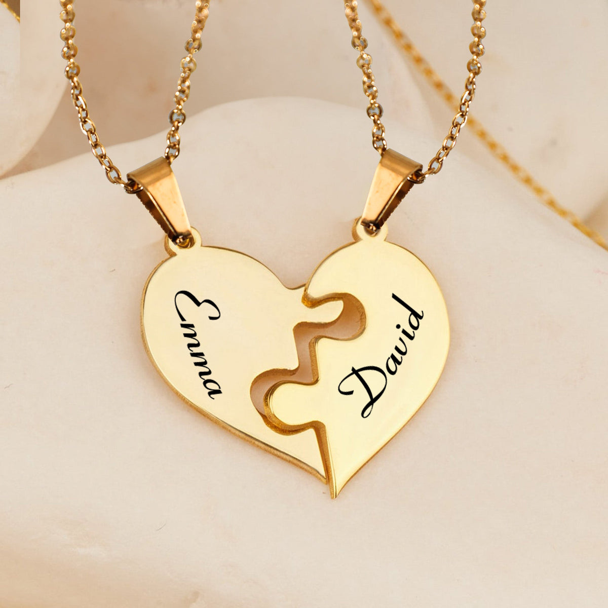 Personalized Puzzle Heart Necklace