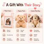 Personalized Dog Stuffed Animal with Custom Photo Custom Text Puppy Plush Keepsake, Birth Announcement Gift, Newborn Memory Keepsake, Nursery Decor for Baby Girl & Boy