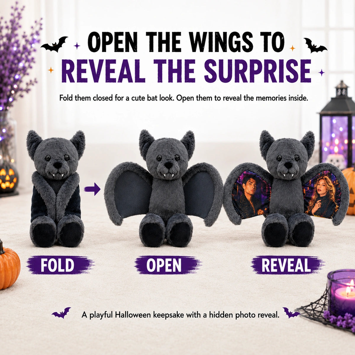 Personalized Halloween Bat Bear Plush 🦇🧸